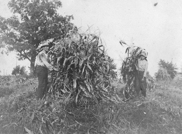 Leonard & Bill Gordon cornstacking